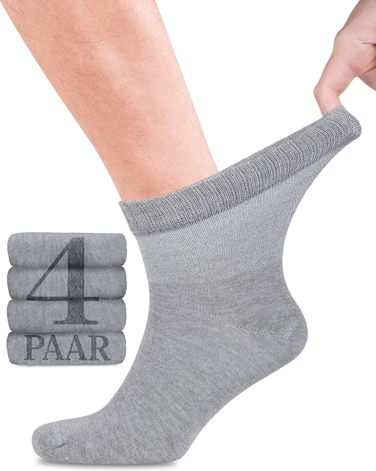 Detalle de Fiera Besa Diabetikersocken für Herren (Komfortbund, ohne Gummibund, knöchelhoch)