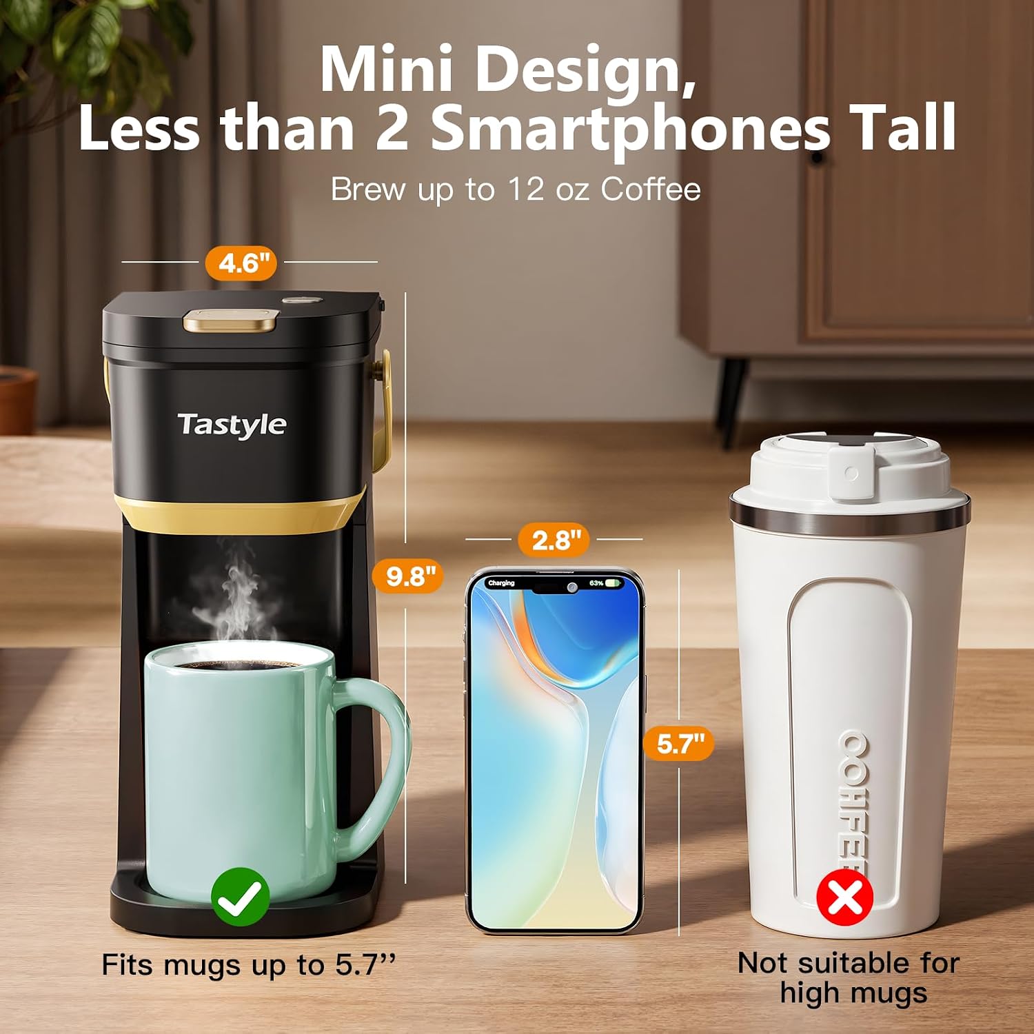 Detalle 2 de Tastyle Single Serve One Cup Coffee Maker 12 oz