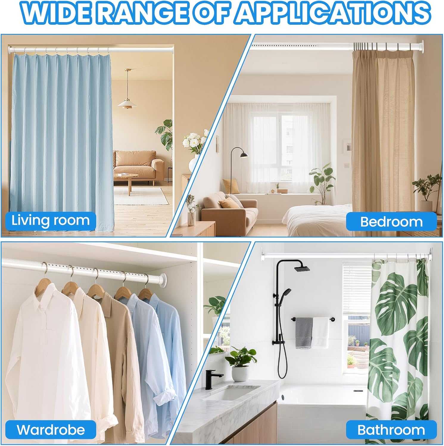 Thumbnail 4 de WELDUN Vorhangstange ohne Bohren 98-150 cm – Klare Lösung für Badezimmer und Fenster