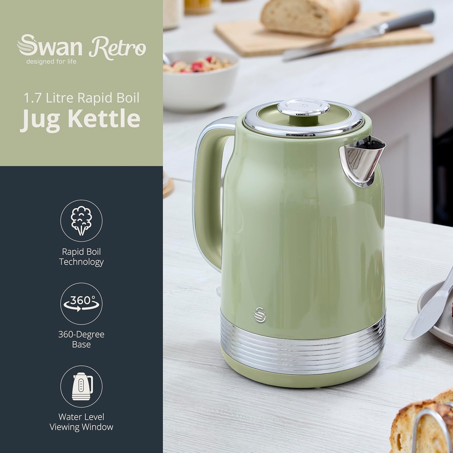 Thumbnail 1 de Swan SK19025GRN Retro Kettle