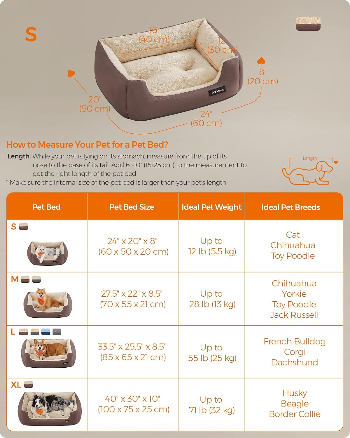 Thumbnail 5 de Feandrea PGW001Z small dog bed 60 cm