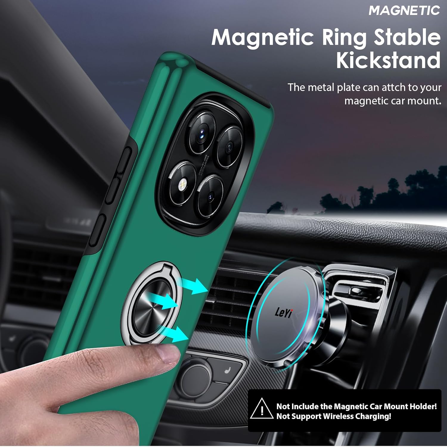 Detalle de Coque LeYi pour Xiaomi Redmi Note 14 Pro 5G / 4G et Note 14 Pro Plus 5G — TPU/PC, anneau invisible