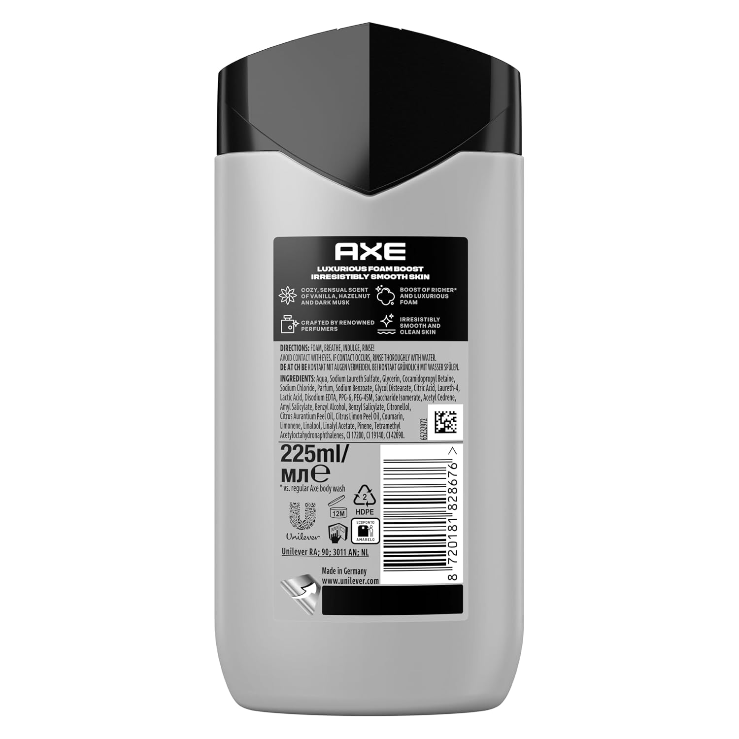 Detalle de AXE Fine Fragrance Duschgel Marshmallow Smoke – 225 ml pro Einheit, Packung mit 3 (Limited Edition Gold Design)