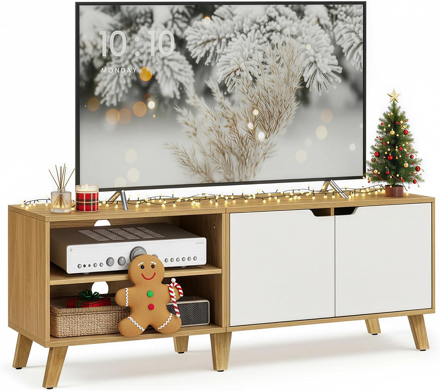 Detalle de VASAGLE MIRANTA LTV027N01 tv-meubel 140 cm met 2 deuren en verstelbare legplanken