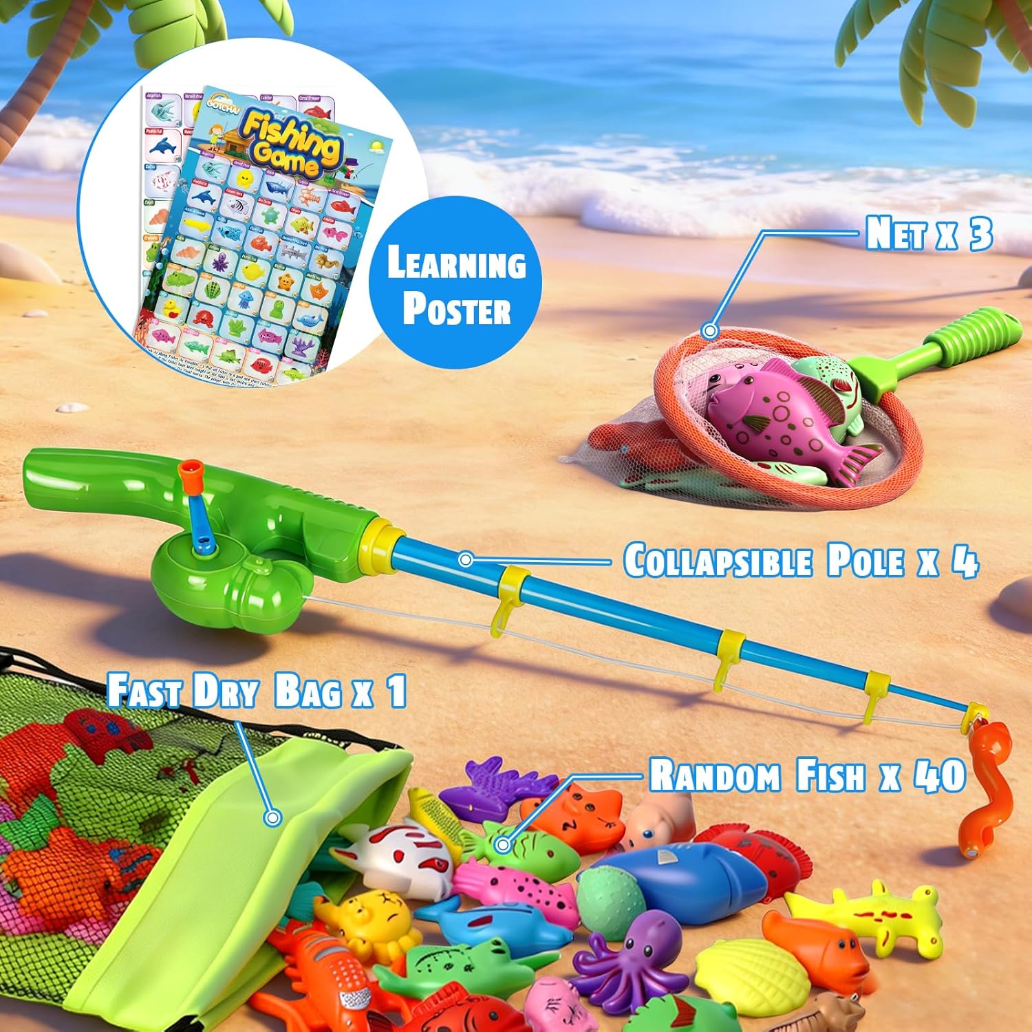 Thumbnail 1 de CozyBomB Magnetic Fishing Toys Game Set for Kids – Bath Time & Pool Fun