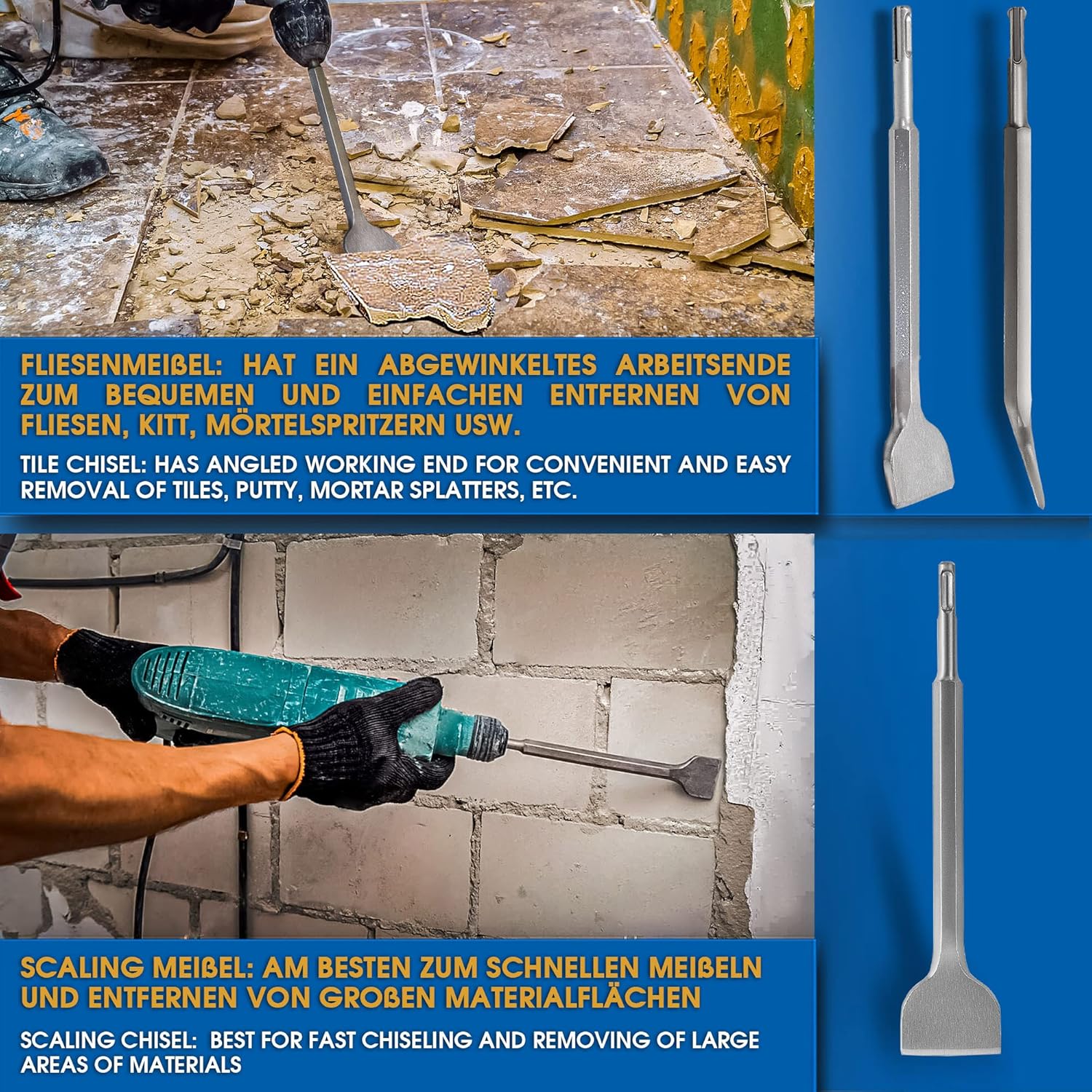 Thumbnail 4 de S&R Bohrhammer Meißel-Set SDS-plus 4-teilig