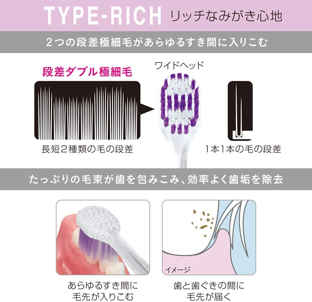 Detalle de NONIO TYPE-RICH 歯ブラシ ふつう・段差ダブル極細毛、ワイドヘッド、6本セット