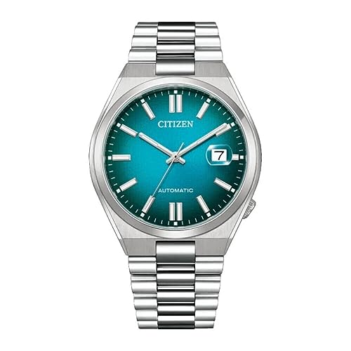 Detalle de Citizen NJ0151-88X Acero Verde: reloj automático con acabado sobrio para uso diario