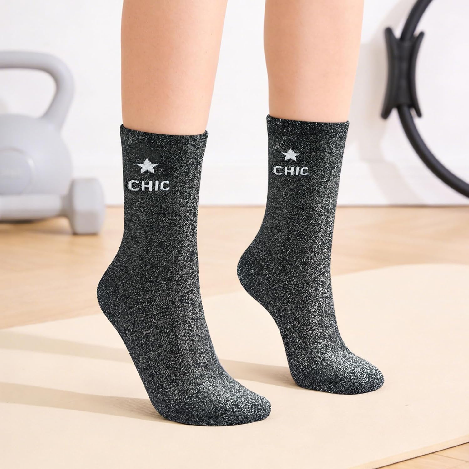 Detalle 2 de Lusibaka Chaussettes Paillettes Femme ROMANCE 39-46 – con brillo para el quotidien