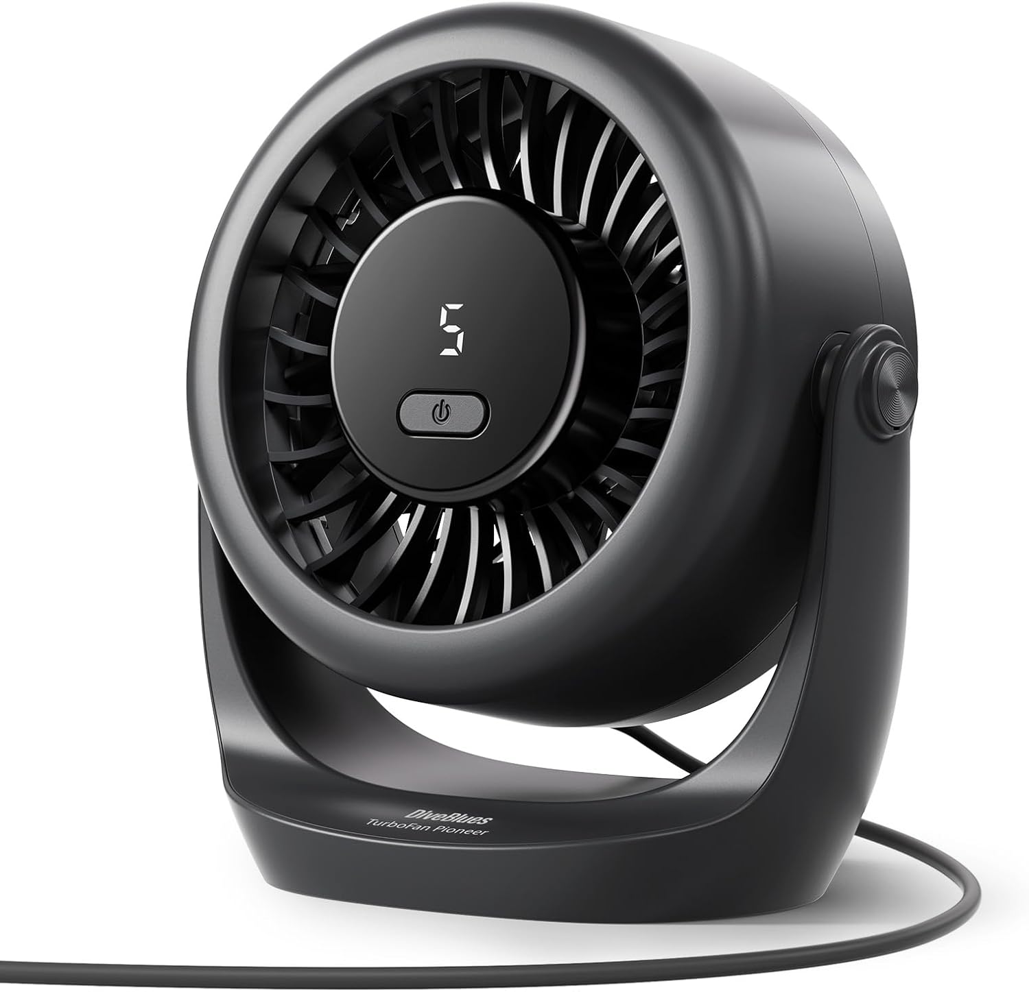 Detalle de Diveblues USB Desk Turbo Fan (TurboBreeze) – Ultra-Quiet, 5-Speed Portable Desk Fan with 360° Rotation