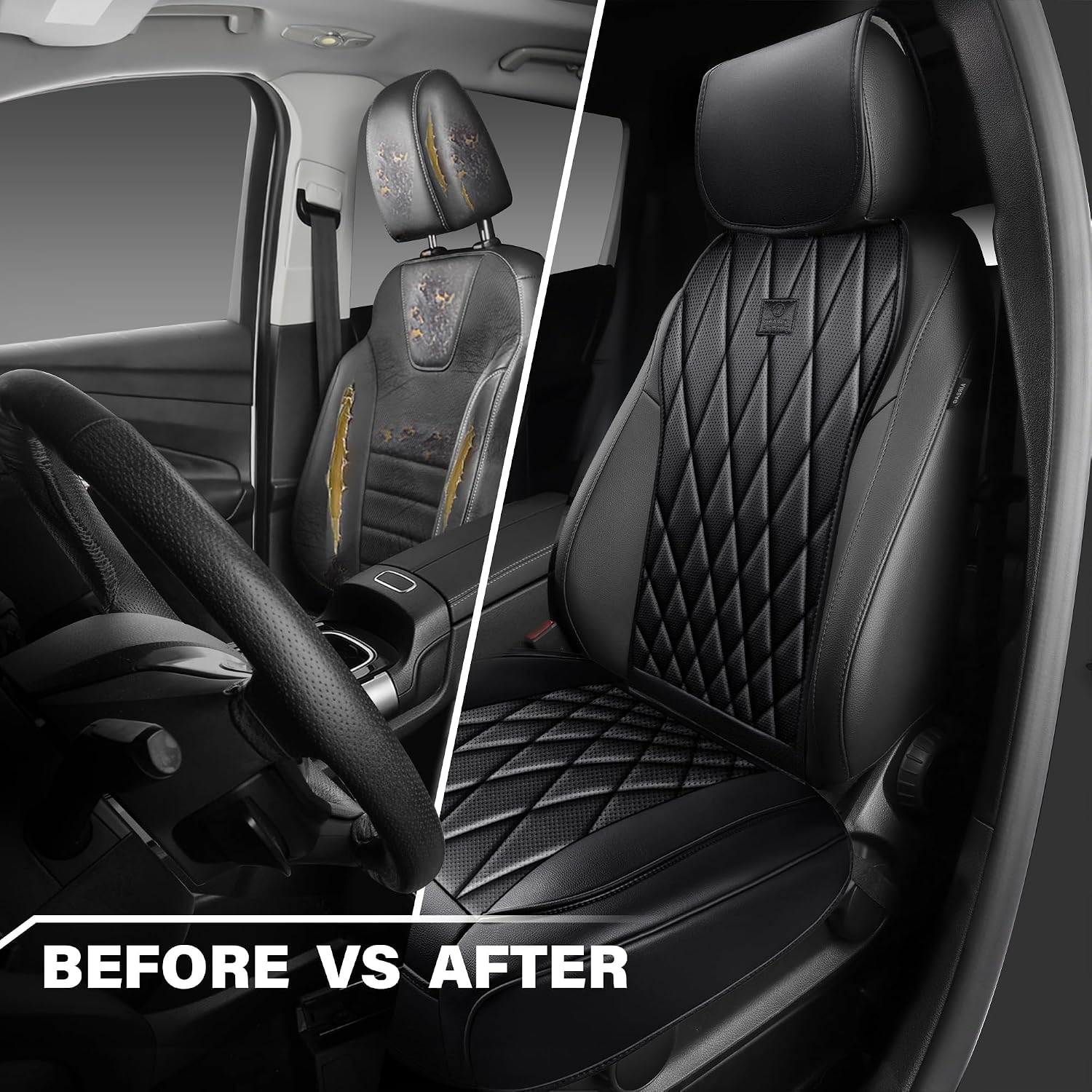 Detalle 2 de CAR PASS Luxury Napa Leather Seat Covers 2 Pack