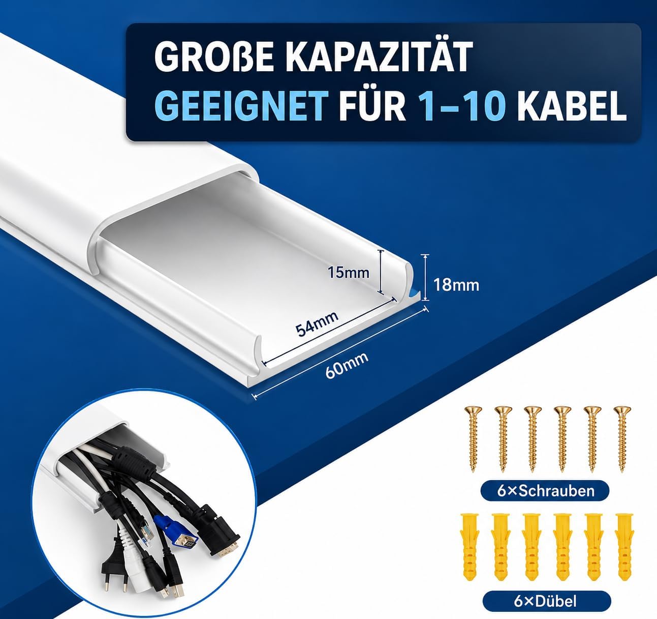Detalle 2 de shinfly TV Kabelkanal 0,4m Weiß