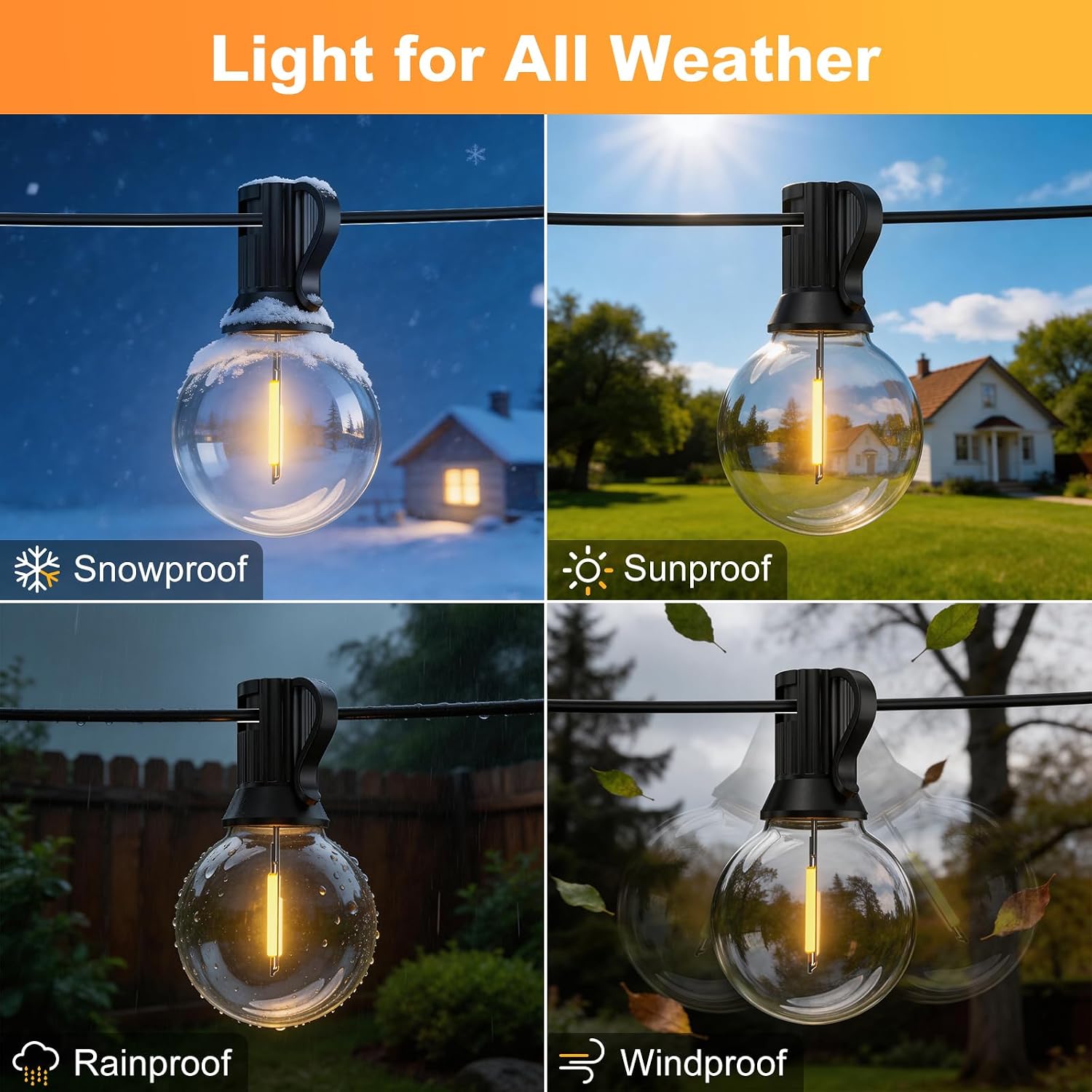 Thumbnail 3 de G40 Garden String Lights Mains Powered with App & Remote Control (57ft) – Dimmable, Waterproof 20+2 Globe LEDs