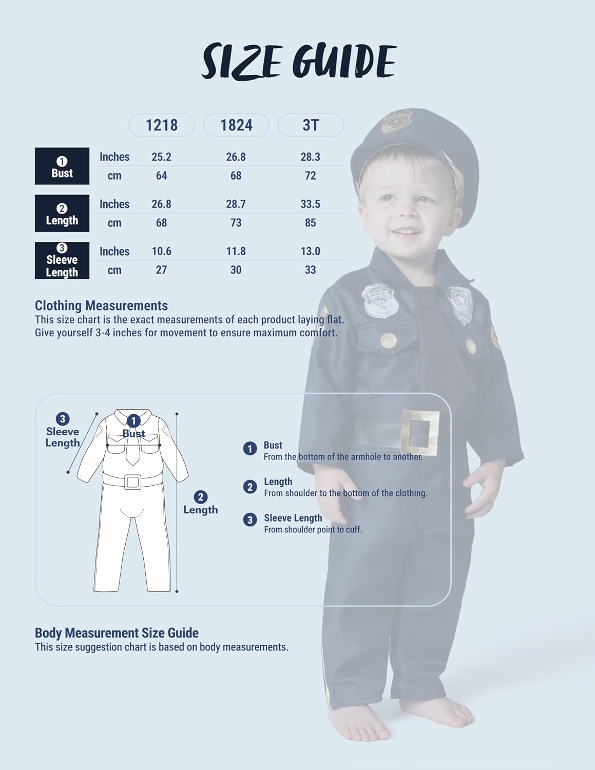 Thumbnail 5 de Spooktacular Creations Toddler Police Costume with Hat, Jumpsuit & Belt