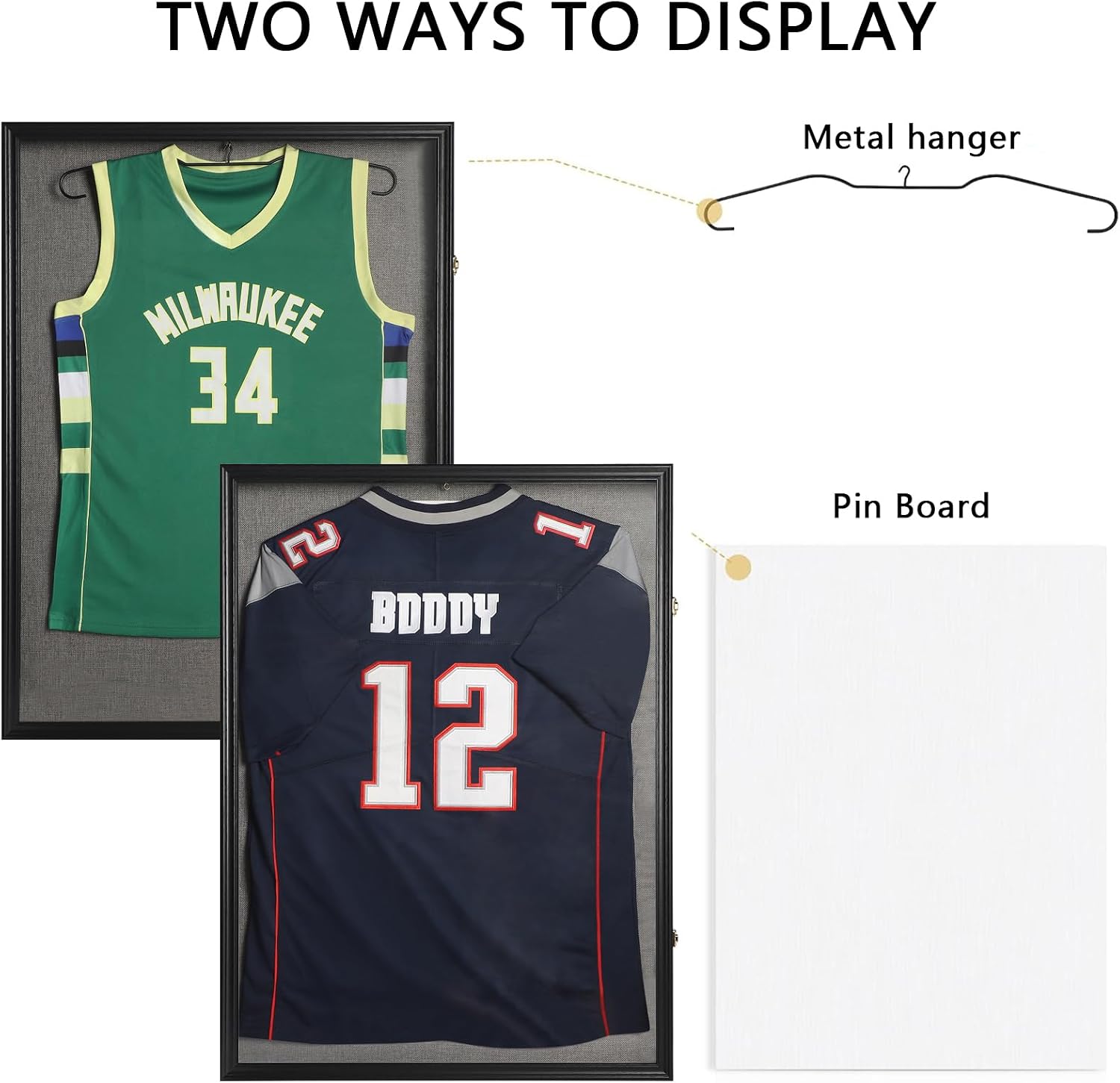 Thumbnail 2 de IHEIPYE Large Lockable Jersey Frame Display Case with UV-Protection Acrylic Panel (Linen Black)