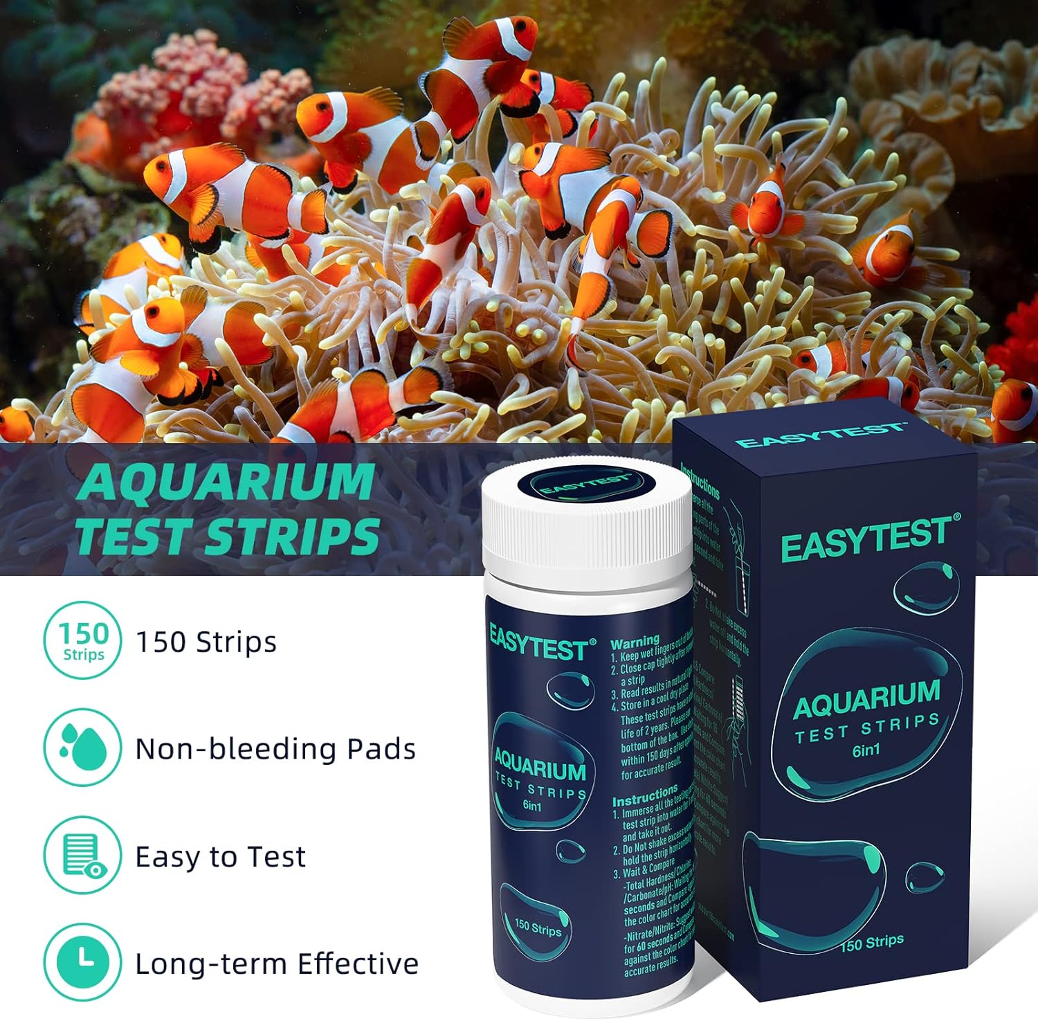 Detalle 2 de EASYTEST 6 in 1 Aquarium Test Strips 150 pack