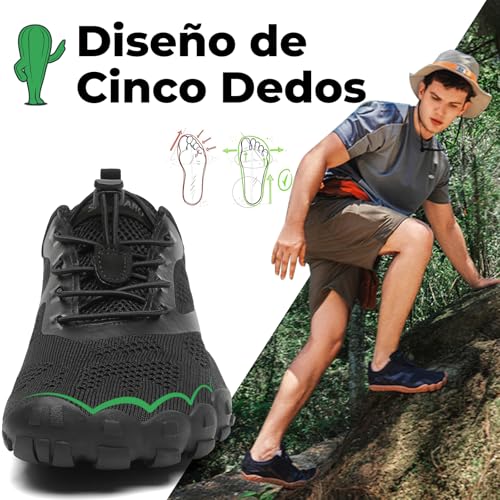 Detalle de SAGUARO Zapatillas Barefoot Minimalistas para Mujer y Hombre, Zapatillas de Trail Running, Negro Vanta, Gr.39