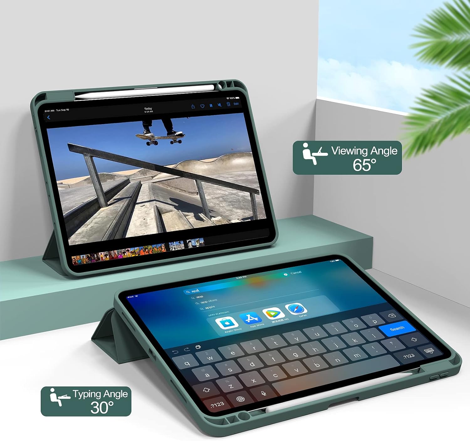 Thumbnail 6 de aoub Hülle für iPad Pro 11 (4./3./2. Generation) 2020–2022 – Grüne Silikonhülle mit Stifthalter und Autowake/Schlaf-Funktion