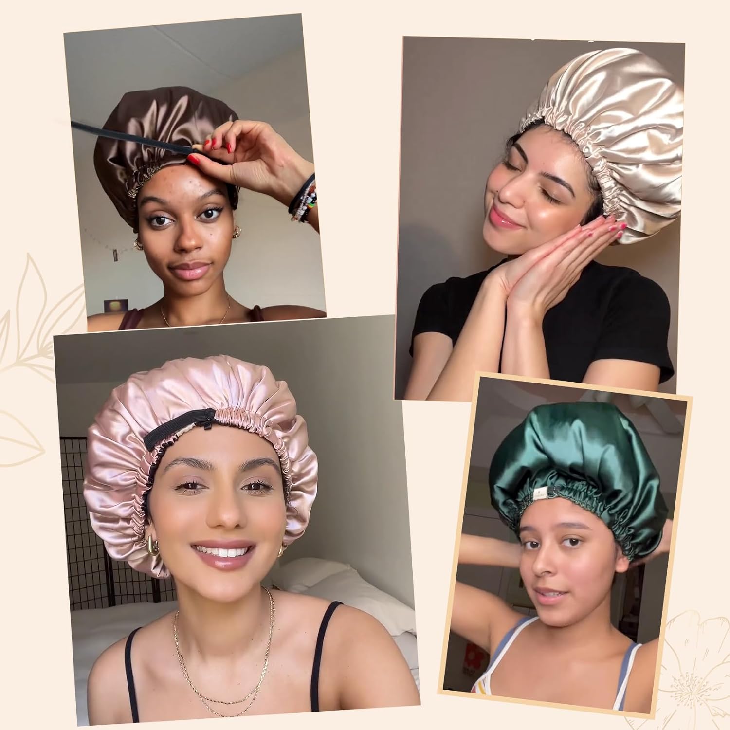 Thumbnail 4 de YANIBEST doppelschichtige Satinhaube (Seidenhaube) zum Schlafen – verstellbar für lockiges, natürliches Haar