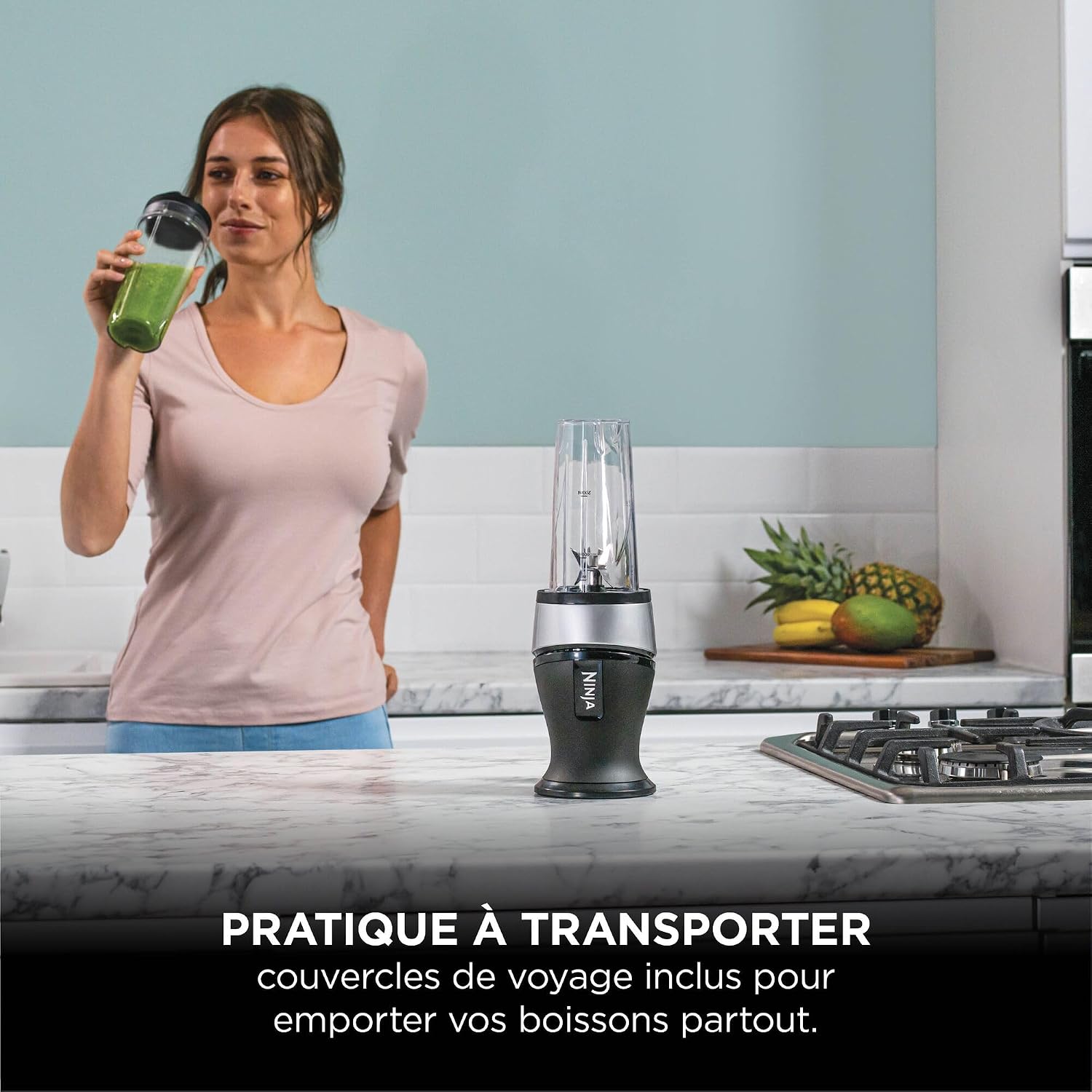 Detalle 2 de Ninja QB3001EUS Slim Smoothie Maker 700 W avec 2 gobelets de 470 ml