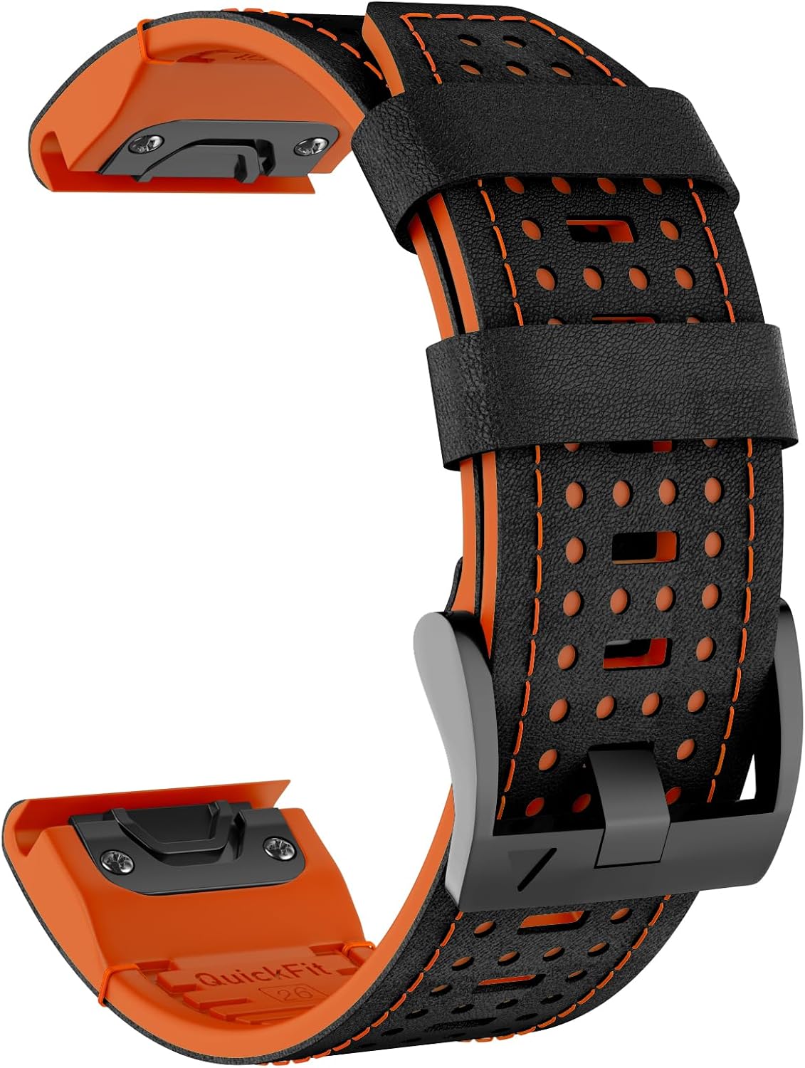 Detalle de OVERSTEP Genuine Leather Strap for Epix Pro 51mm – Silicone-Lined, Breathable, with Quick-Release Fit (Fits D2 Bravo, Descent mk1/mk2, Quaitx3, Enduro2)