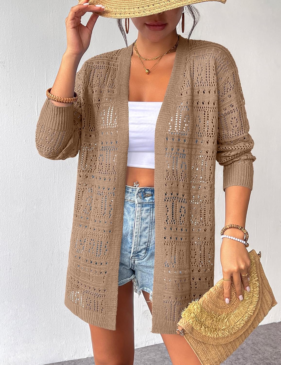 Detalle 2 de Zeagoo Womens 2026 Summer Crochet Cardigan: Lightweight Open Front Kimono for Boho Beach Vibes