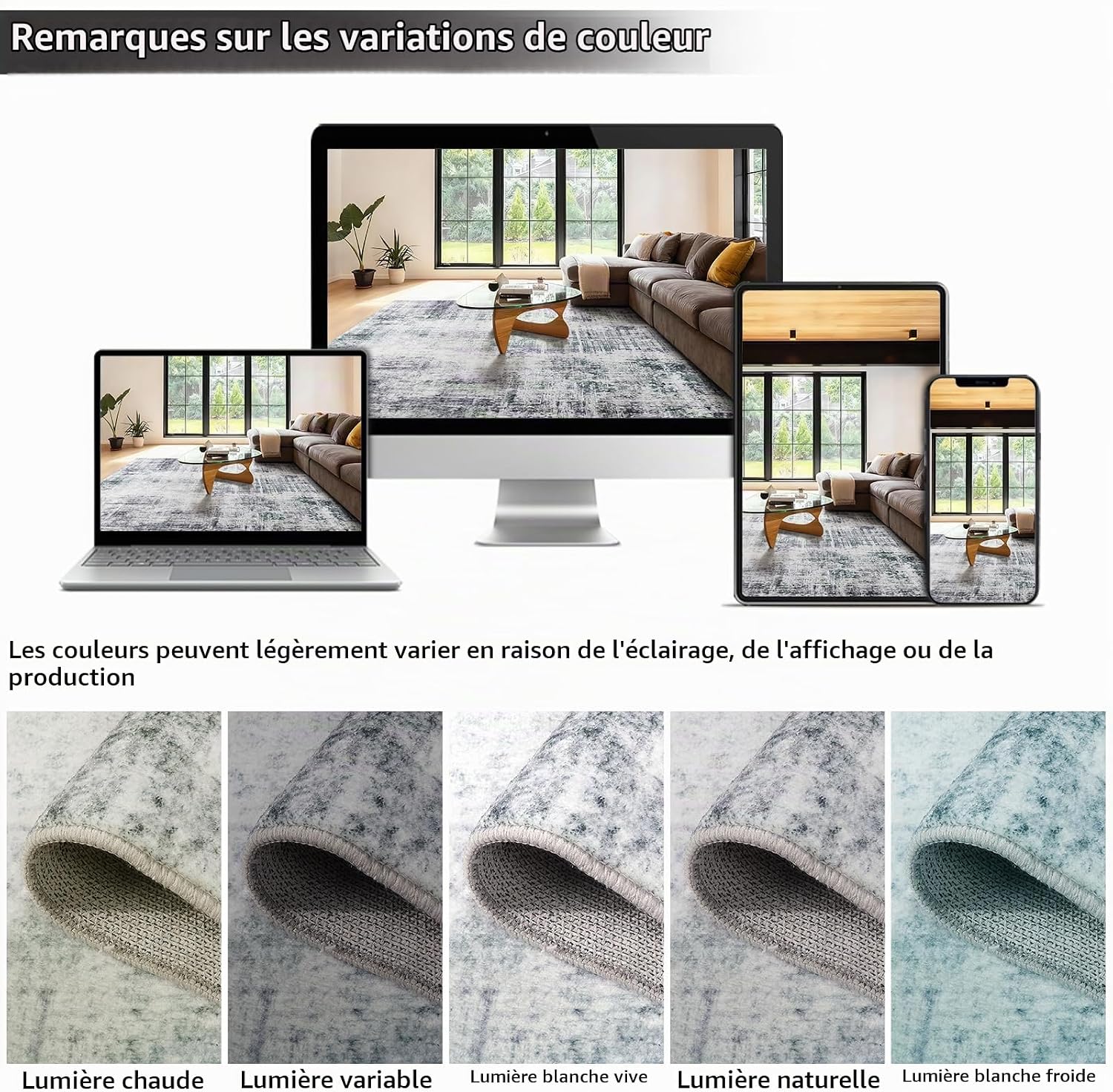 Thumbnail 6 de SOANNY SQ04T01J vloerkleed 140 x 200 cm, lichtgrijs en antislip