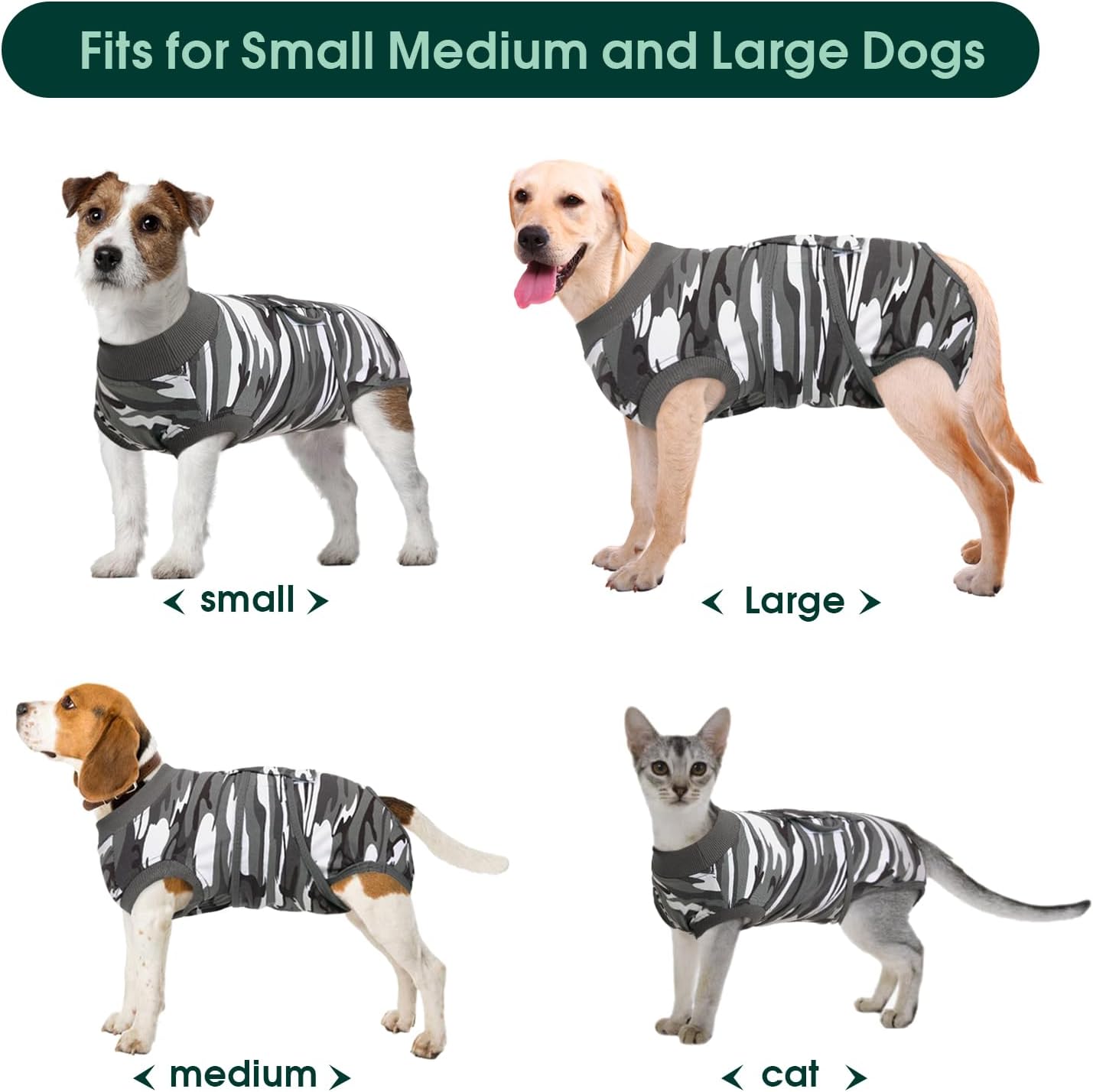 Detalle de Kuoser Dog Surgery Recovery Suit (Greycamo XL) – a practical post-op care alternative to the cone