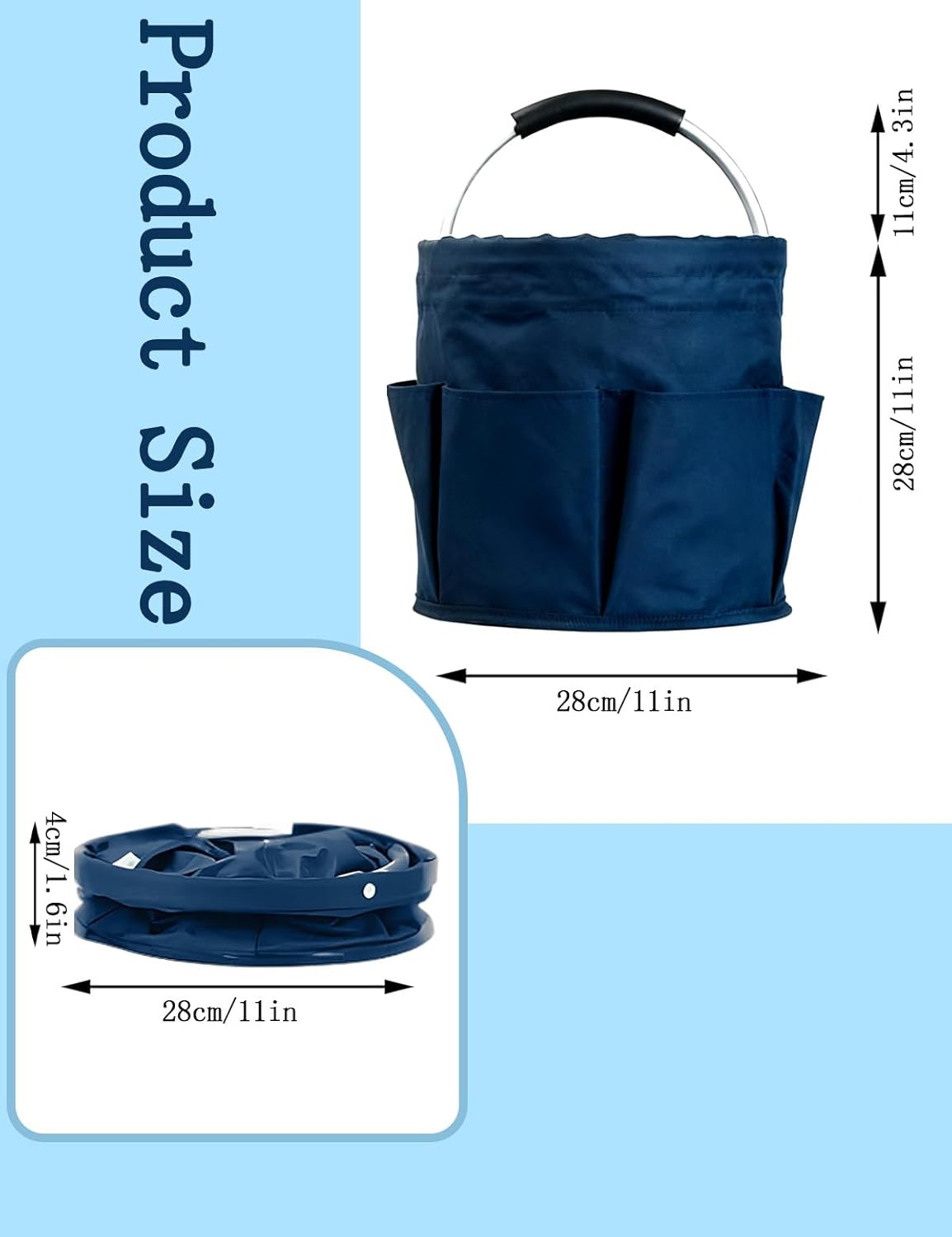 Detalle 2 de CIHTL A0022 Cleaning Caddy with Handle, Foldable 17L Organizer with 6 Pockets