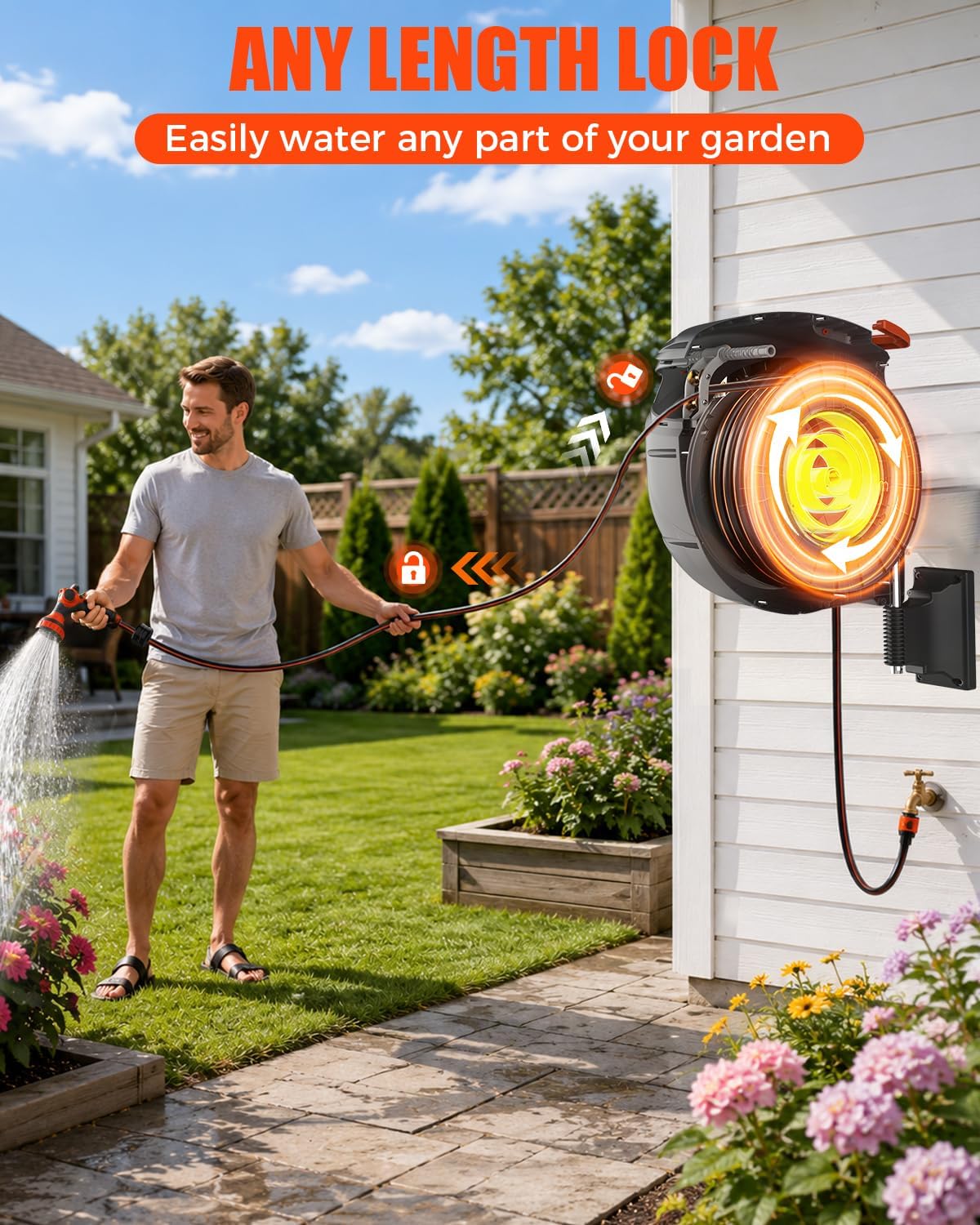 Thumbnail 6 de Retractable Garden Hose Reel with 1/2-Inch Hose