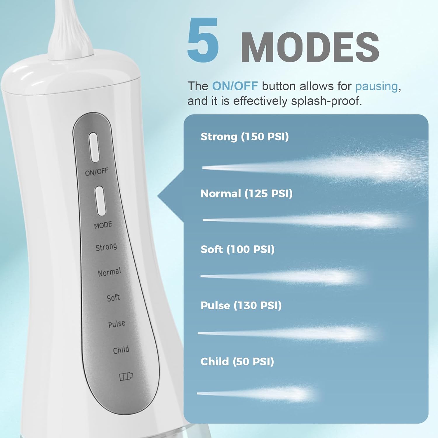 Thumbnail 6 de GOLDANT 2026 cordless water flosser 350ml with travel bag, 5 modes and IPX7 waterproof (White)