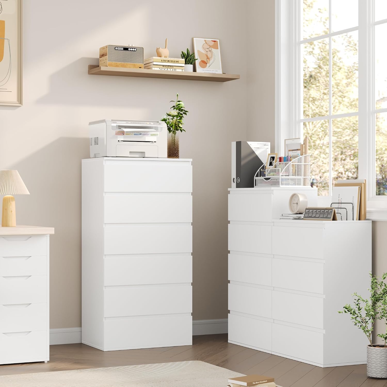 Detalle 2 de FOREHILL M281 Chest of Drawers, 6 Drawers, White, 119cm