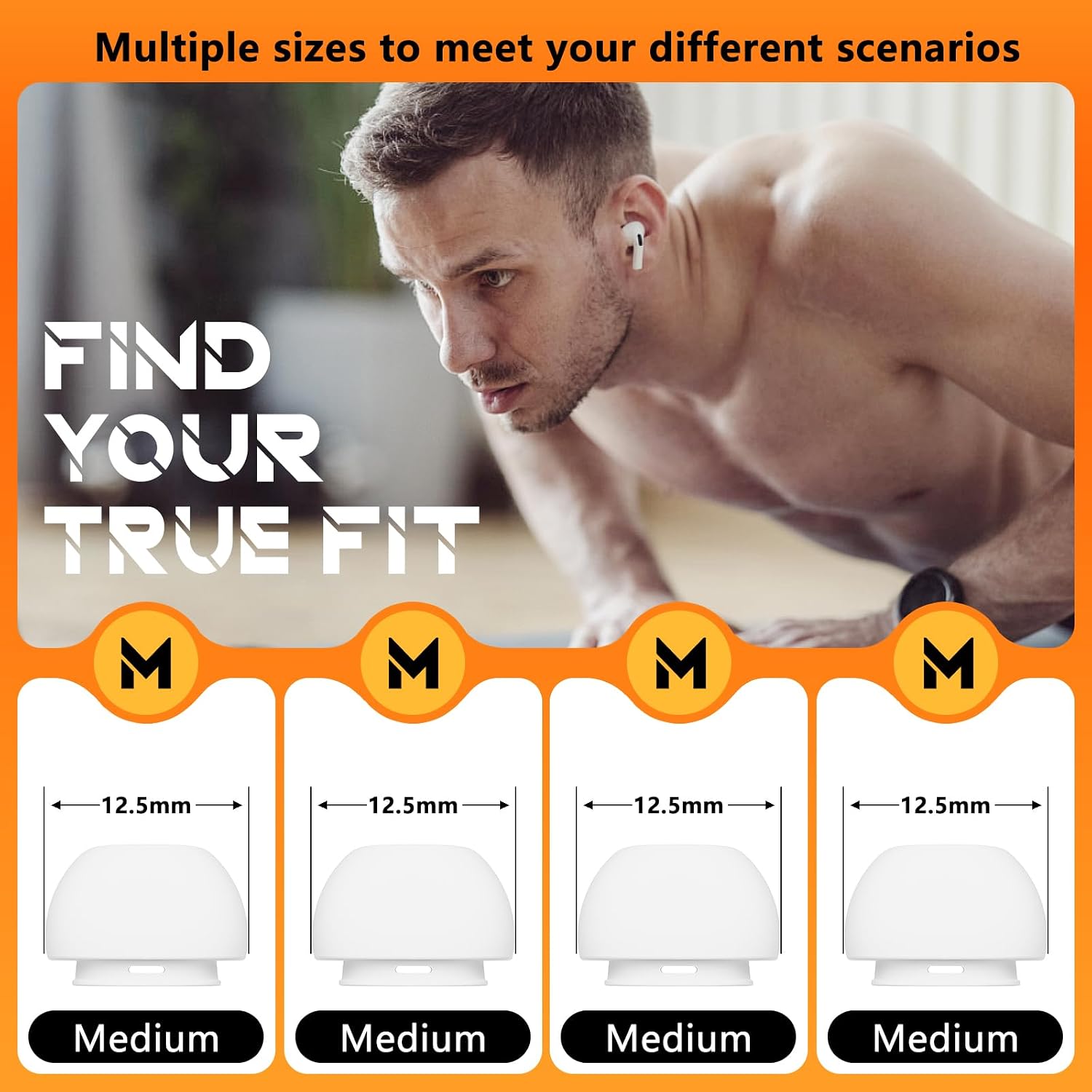 Detalle de Inesore Replacement Ear Tips for AirPods Pro (2nd & 1st Gen) – Medium, White