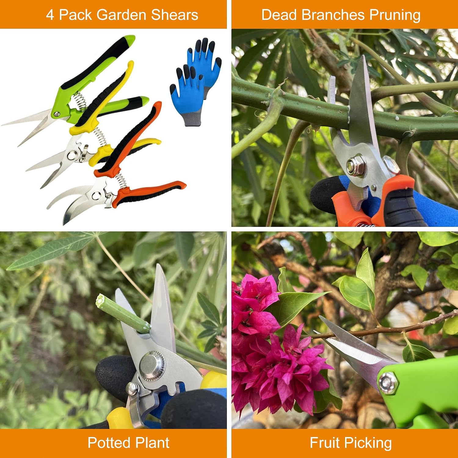 Detalle 2 de Lengnoyp Garden001 Pruning Shears Set with Three Blade Styles and Gloves