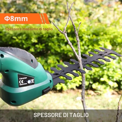 Detalle de LIFERUN Cesoia per Erba a Batteria 7,2V 2000mAh 2in1: tagliasiepi e tagliabordi leggera e versatile
