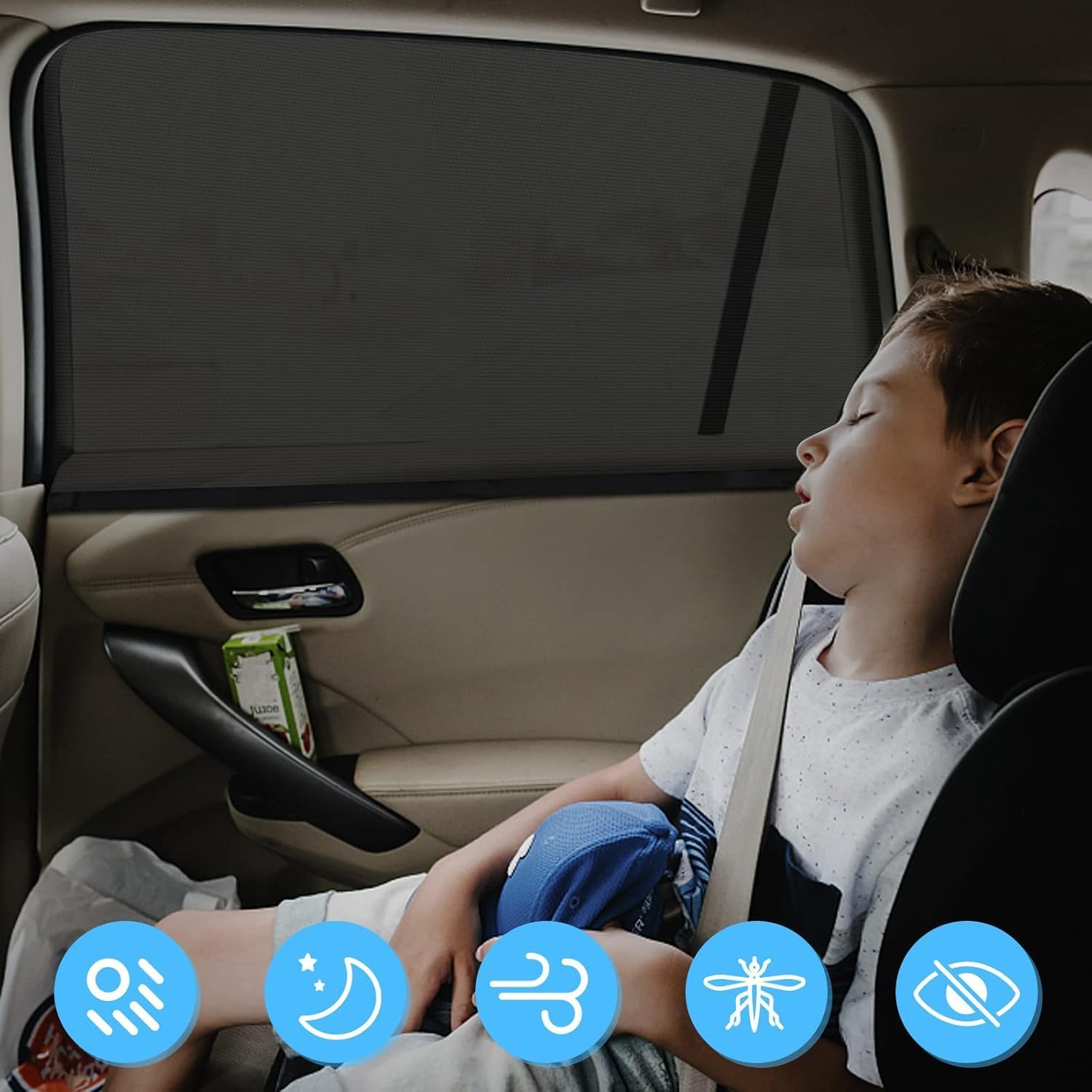 Thumbnail 1 de Sonnenschutz Auto Baby – 2er Set universelle elastische Sonnenblenden fürs Seitenfenster (Netz) mit UV- & Hitzeschutz