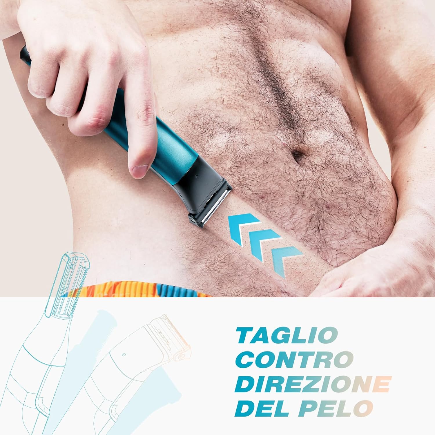 Detalle 2 de kensen Rasoio elettrico corpo uomo 100 minuti, regolabile 1–10 mm 🪒