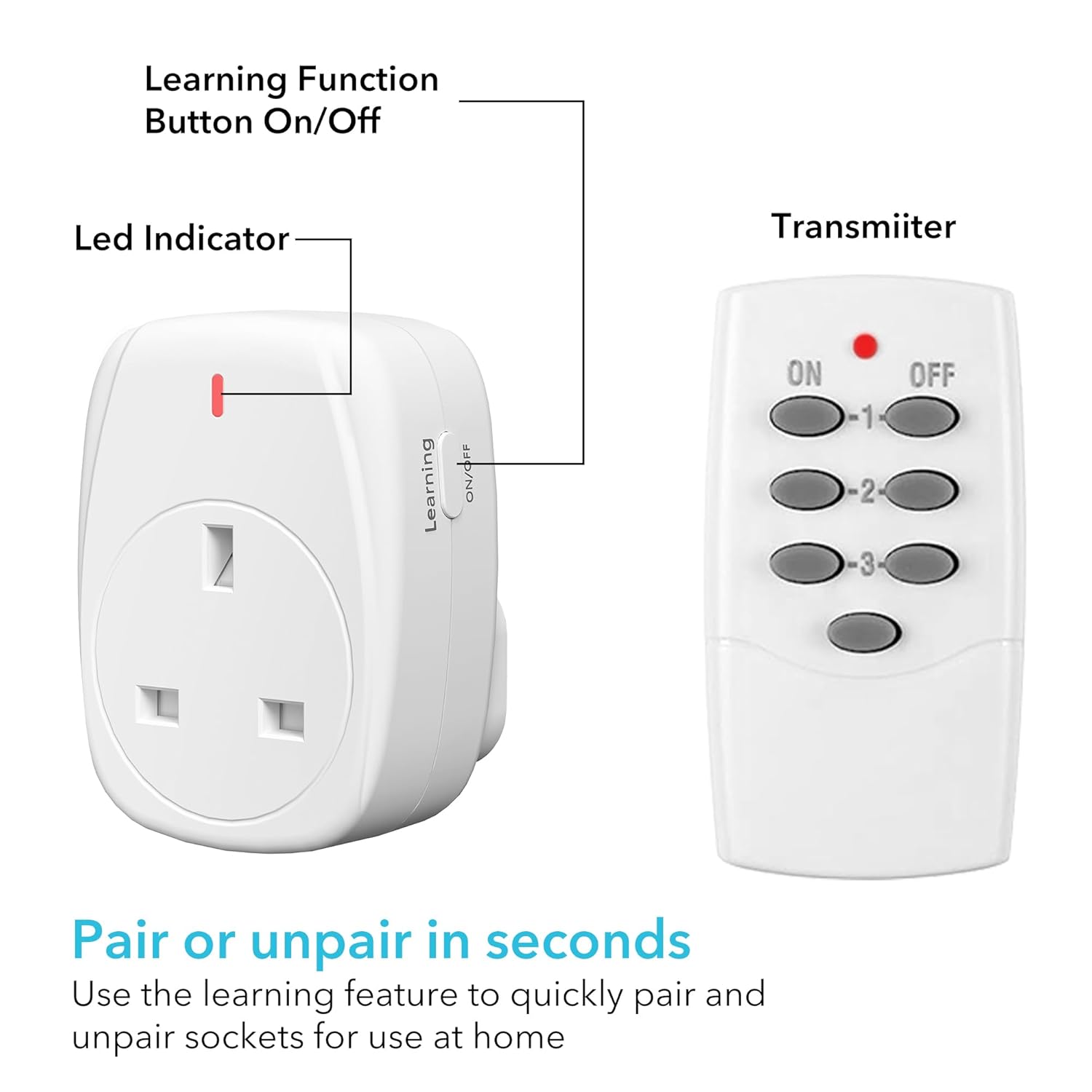 Thumbnail 4 de HBN Wireless Remote Plug Sockets