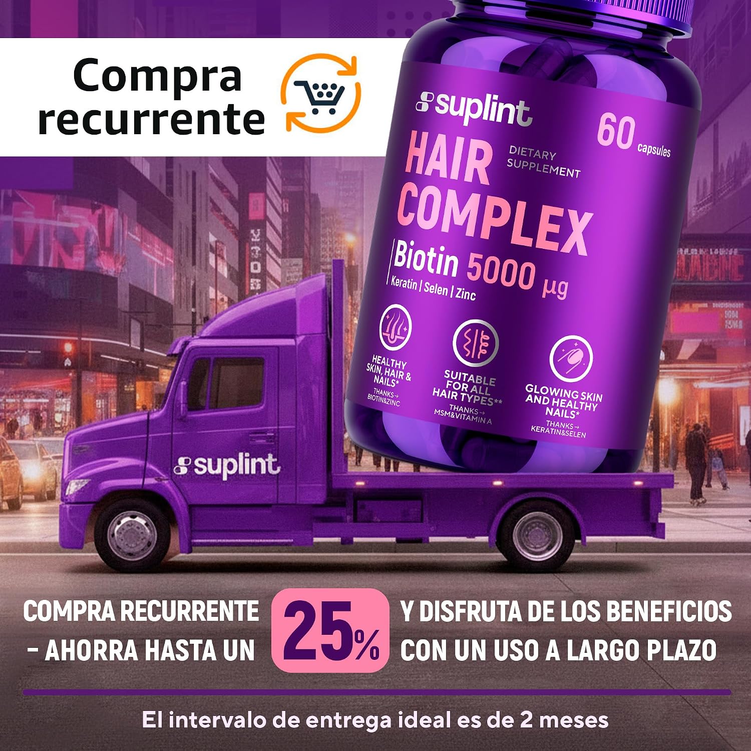 Thumbnail 3 de Vitaminas para el Cabello Biotina 5000 µg 60 cápsulas