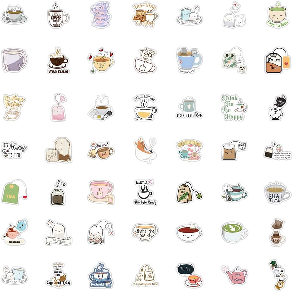 Detalle de Tea Time Vinyl Stickers, 50-Piece Set