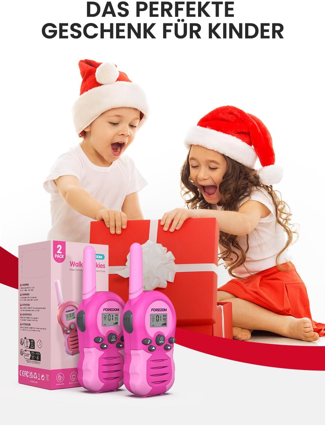 Thumbnail 6 de FOREDOM Wiederaufladbare Walkie Talkies für Kinder – 2er Set, 8 Kanäle, bis zu 3 km Reichweite