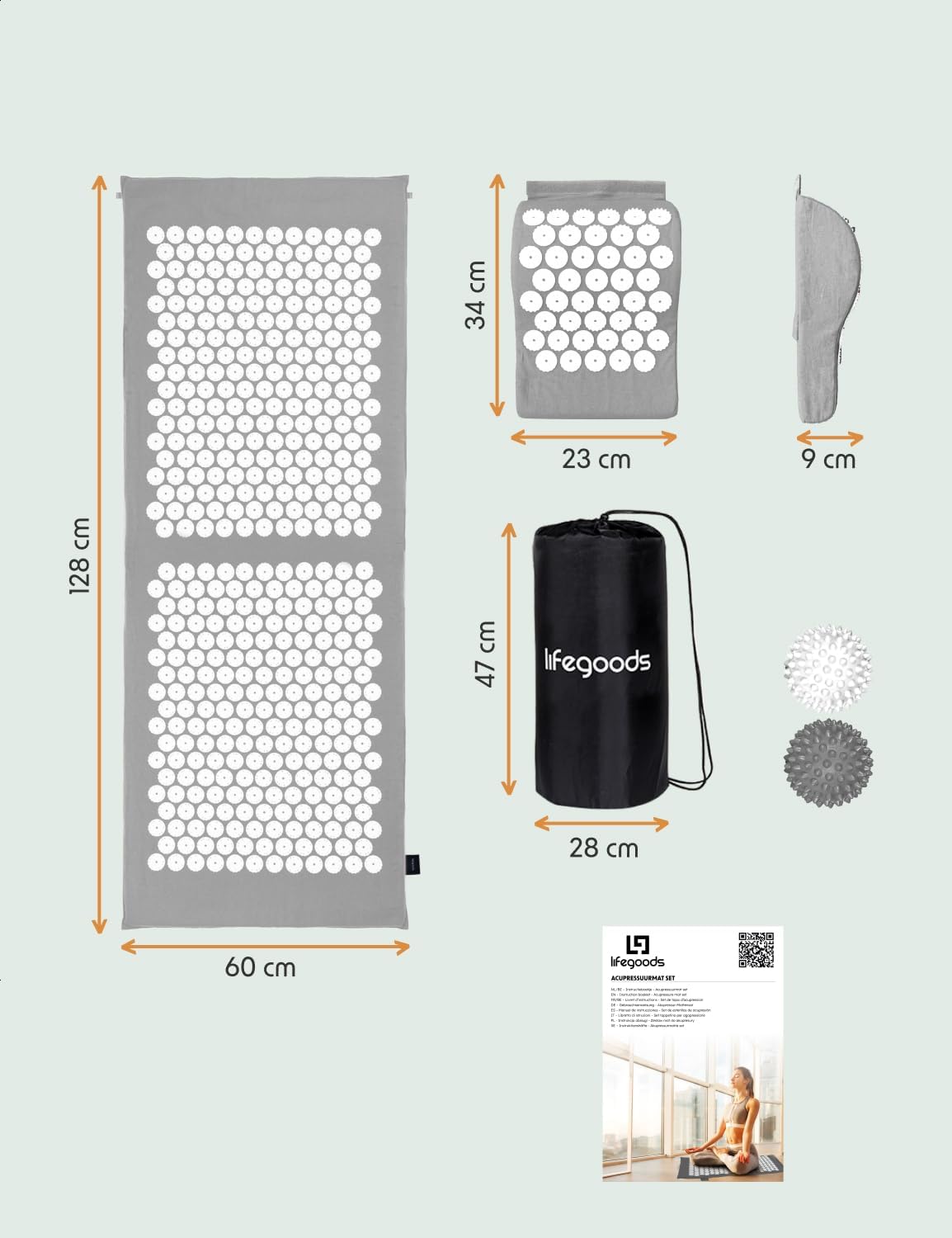 Thumbnail 6 de LifeGoods Akupressurmatte XL mit Kissen – Akupressmatte mit Zubehörpaket