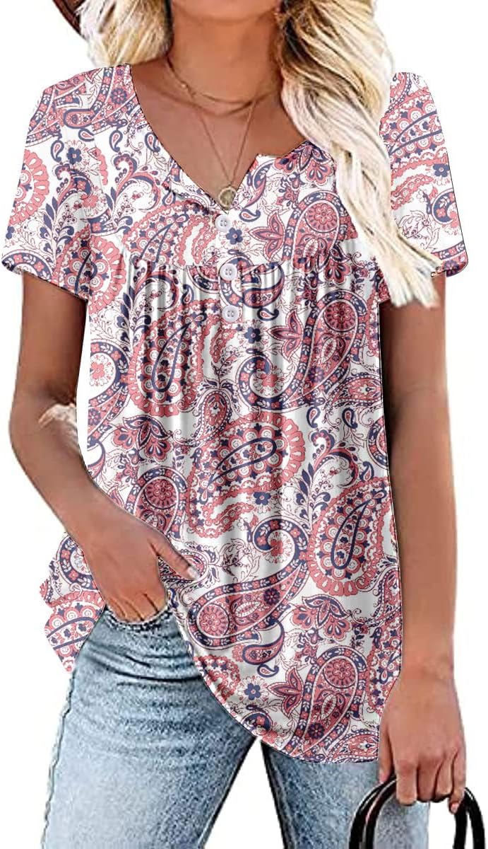 Thumbnail 6 de Rainoop Women's Plus Size Lace Pleated Tunic Top – Short Sleeve Summer Blouse (M-4XL)