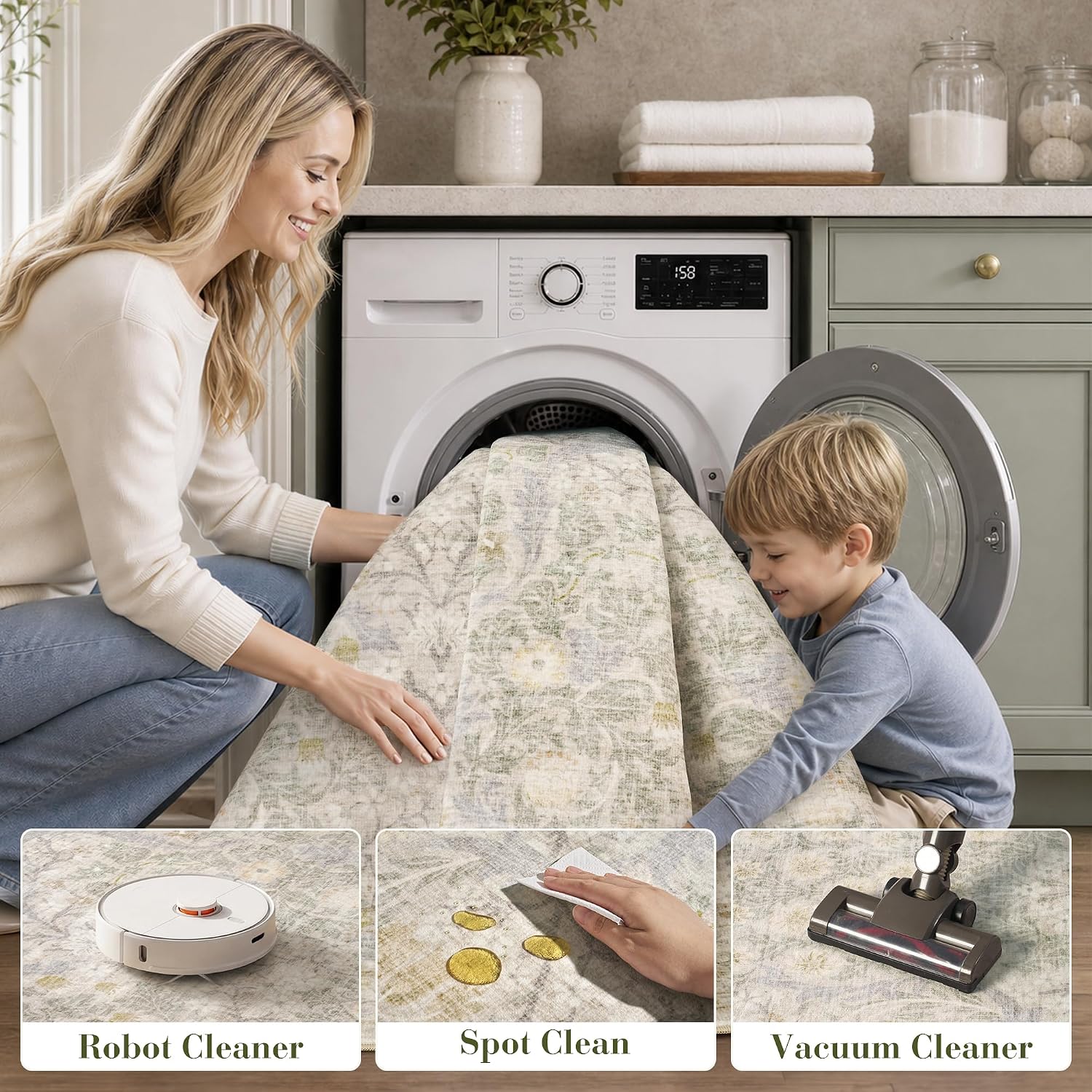Detalle de Floral Area Rug 6x9 ft
