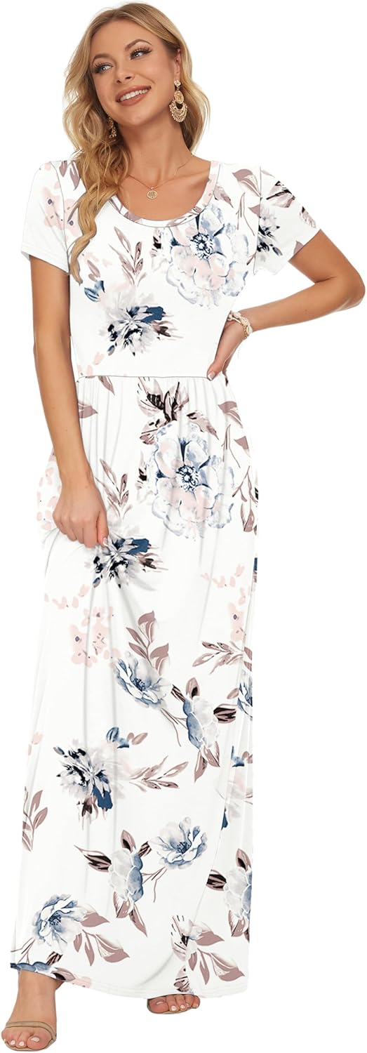 Thumbnail 2 de AUSELILY Damen Kurzarm Sommer-Maxikleid mit Taschen – casual bis lang & bequem