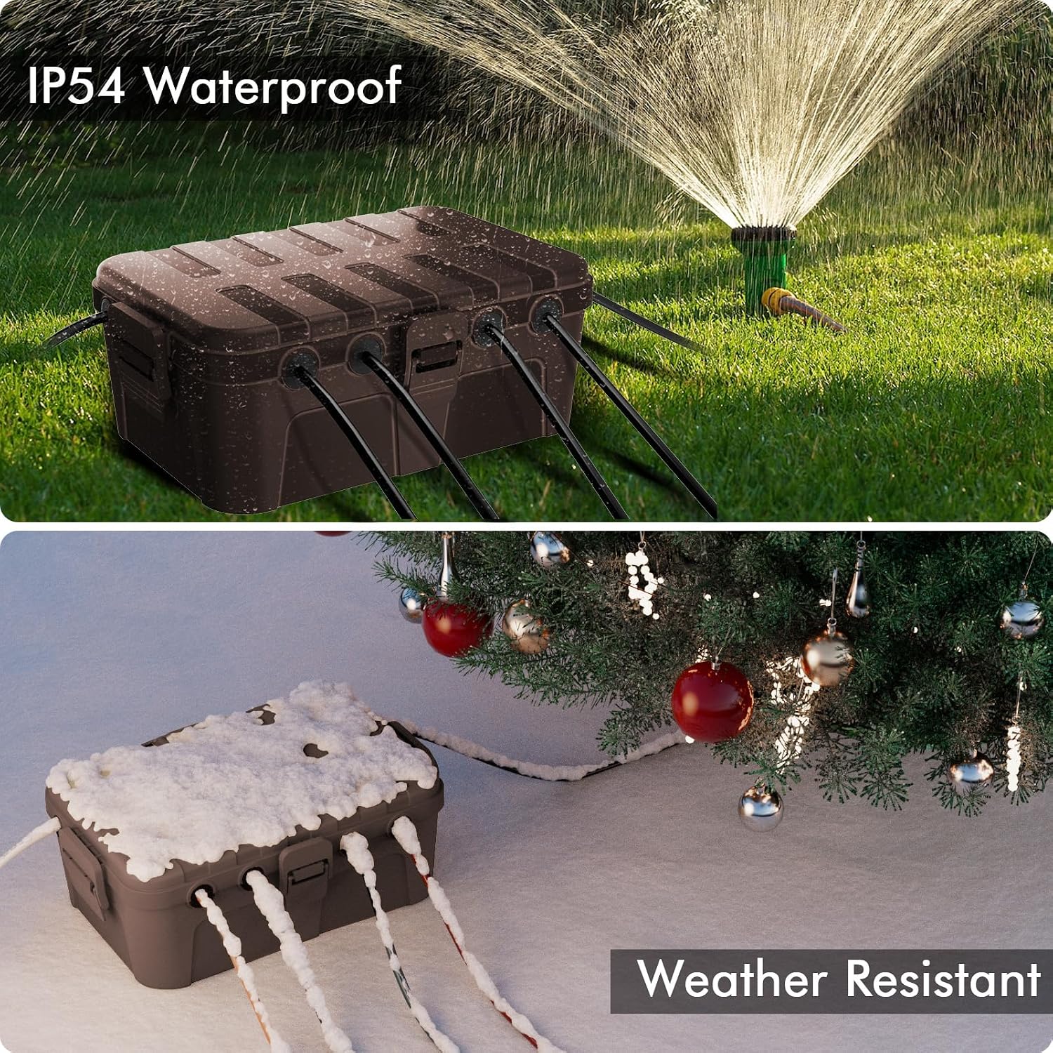 Detalle de RESTMO Extra Large Weatherproof Electrical Box Cover (IP54) for Outdoor Extension Leads and Power Connections