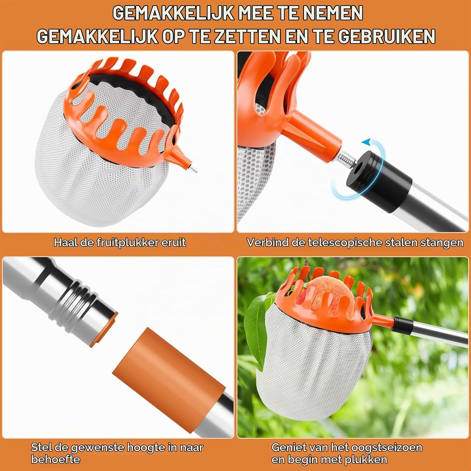 Thumbnail 4 de InemzTal Apple Picker appelplukker met telescoopsteel tot 4,2 m