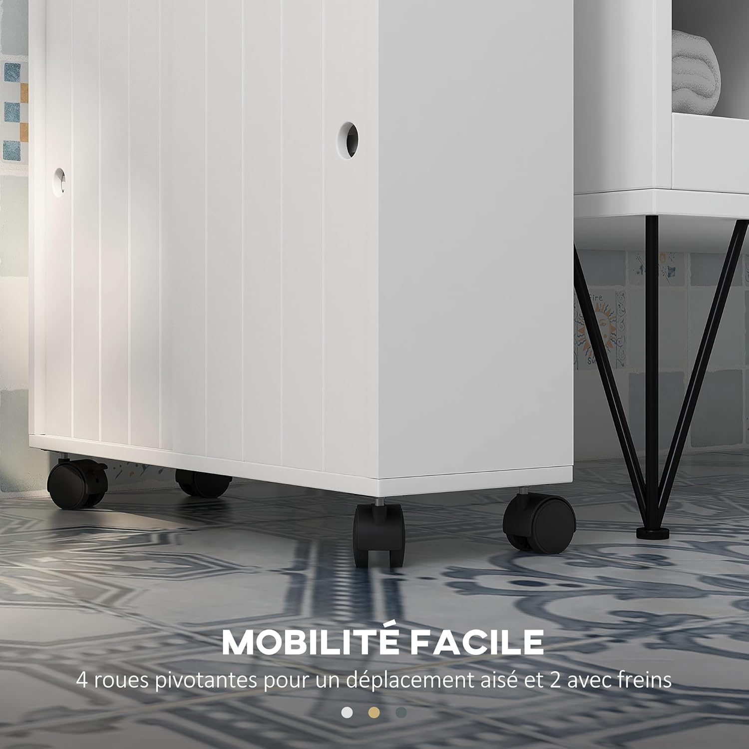Thumbnail 4 de Kleankin Meuble de Rangement Salle de Bain – Meuble WC à portes coulissantes, 52 x 17 x 67 cm, Blanc
