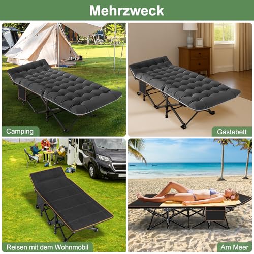 Detalle 2 de Meulbaty Übergroßes Klappbett mit Matratze 198x81x46 cm – XXL Schwarz