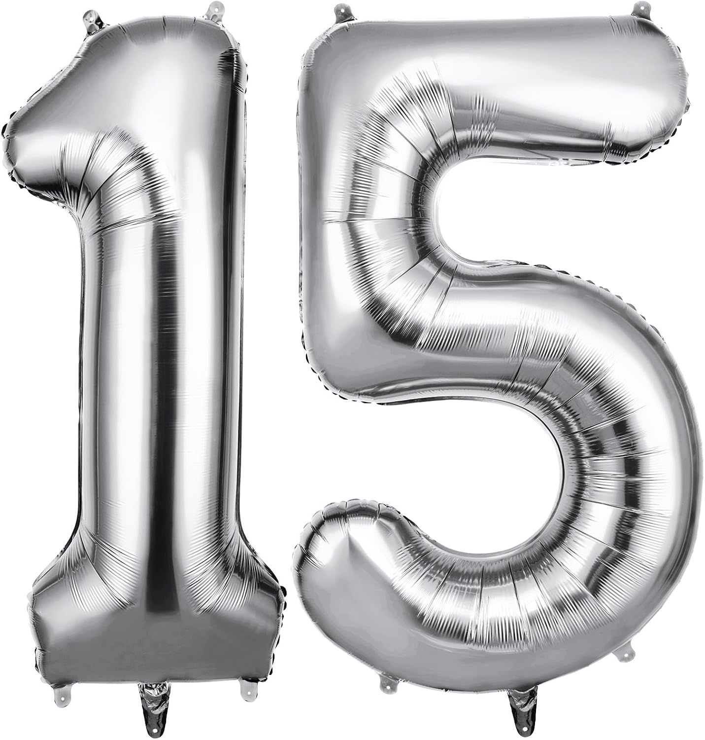 OFFCUP 40 Inch Number 15 Balloon – Large Silver Foil Balloons for Celebrations